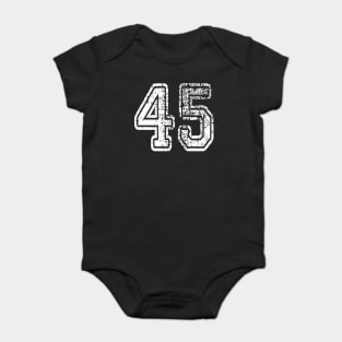 Number 45 Grungy in white Baby Bodysuit